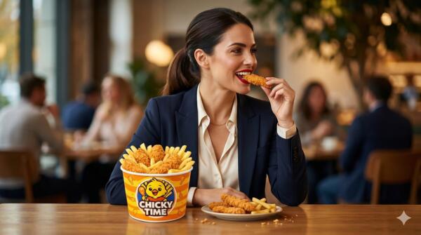 Customer enjoying Chicky Time